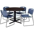Regency Seating Regency 42" Round Table & Chair Set W/Wide Plastic Chairs, Walnut TB42RNDMW44BE